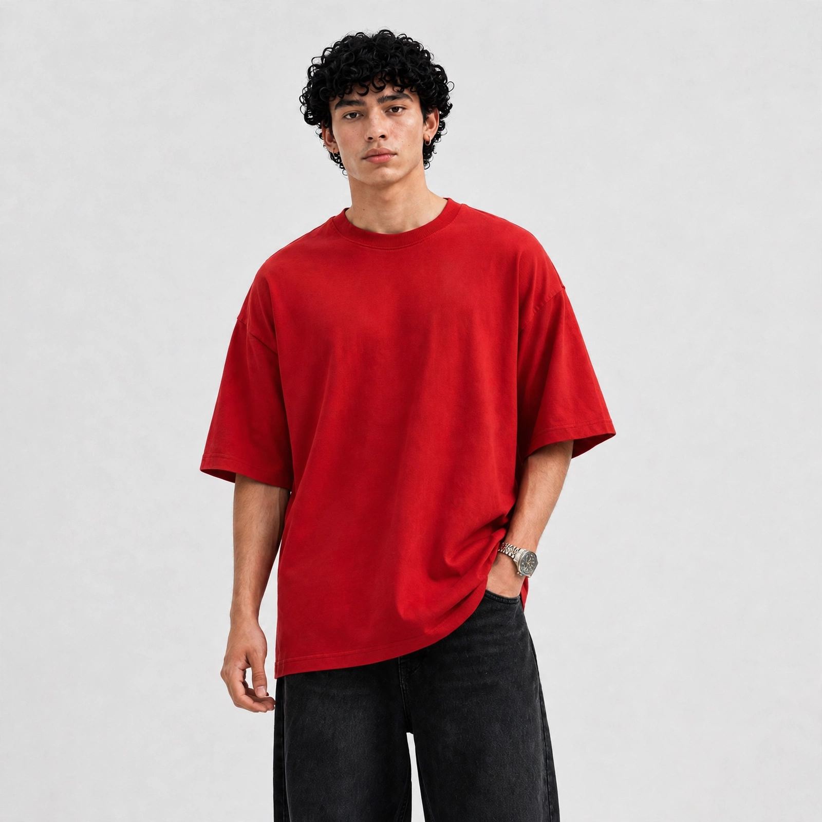 Crescaa Oversized T-Shirt – Crimson Red