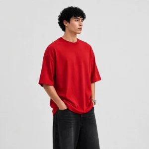 Alternative view of Crescaa Oversized T-Shirt – Crimson Red